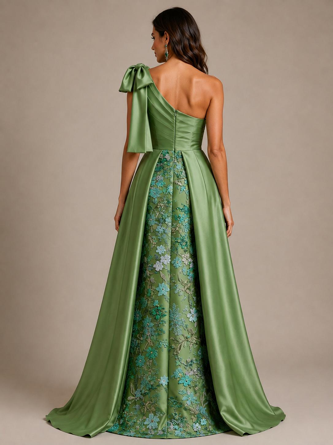 Green Floral Lace Mother of the Bride Dress