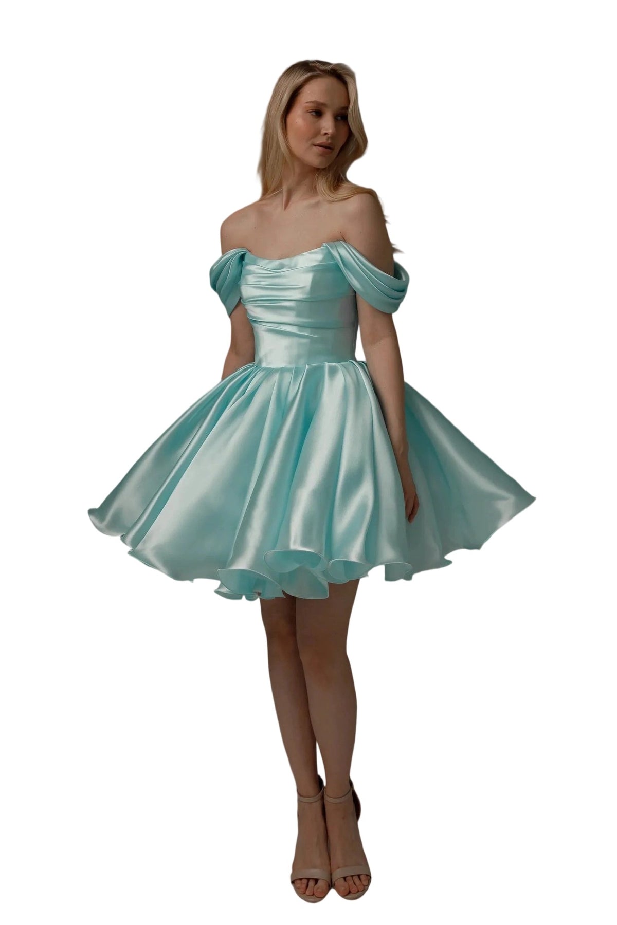 Off the Shoulder Ruched Short Homecoming Dress
