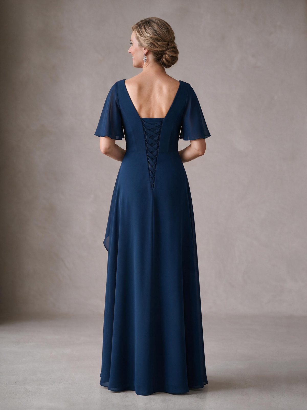 V-Neck Chiffon Lace Mother of the Bride Dresses