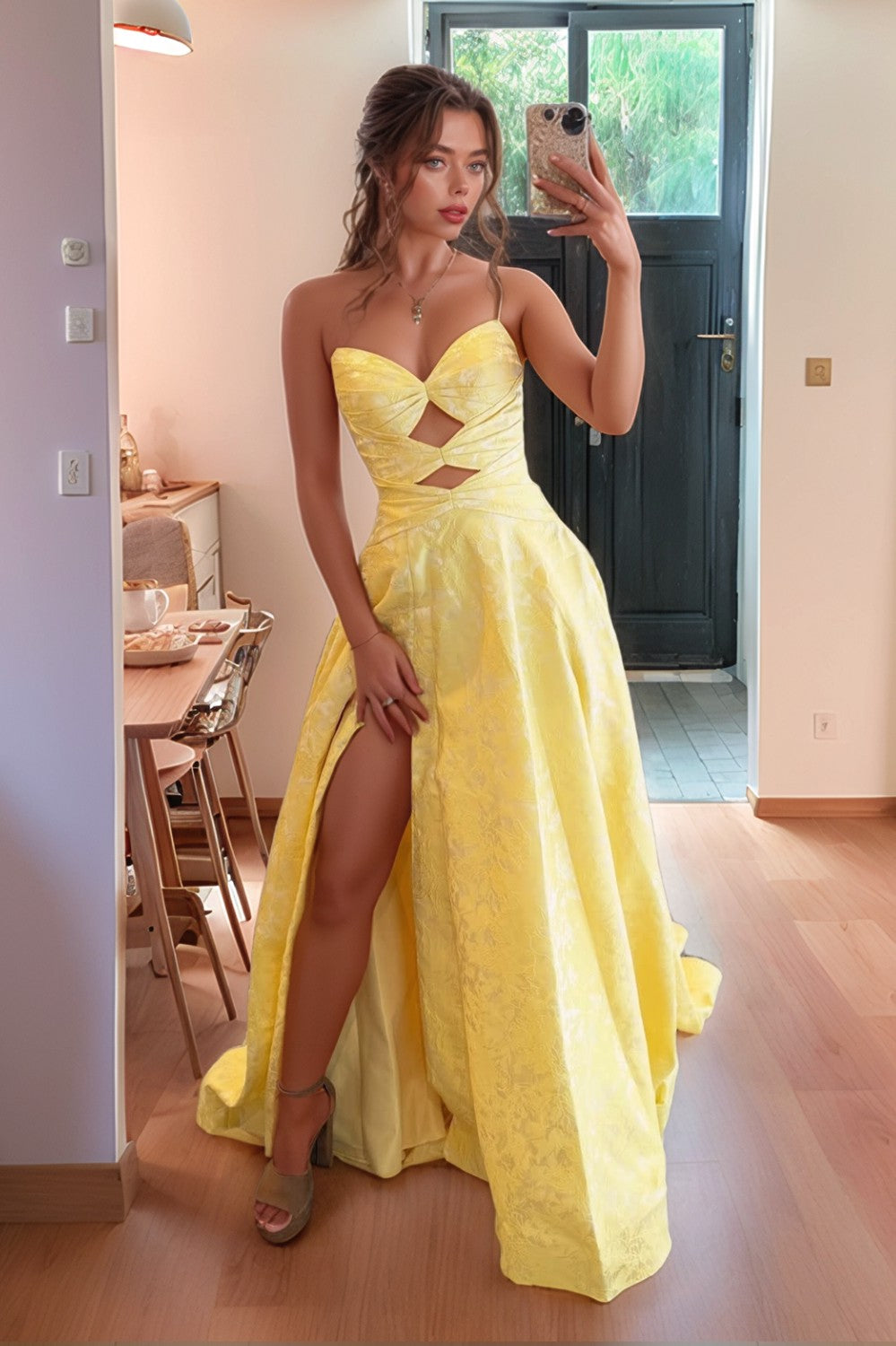 Sweetheart Keyholes Long Prom Dress