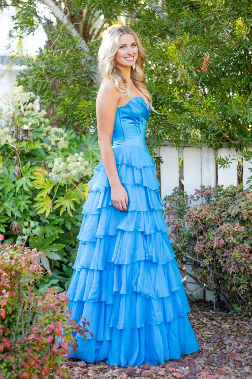Blue Strapless Sweetheart Long Prom Dress