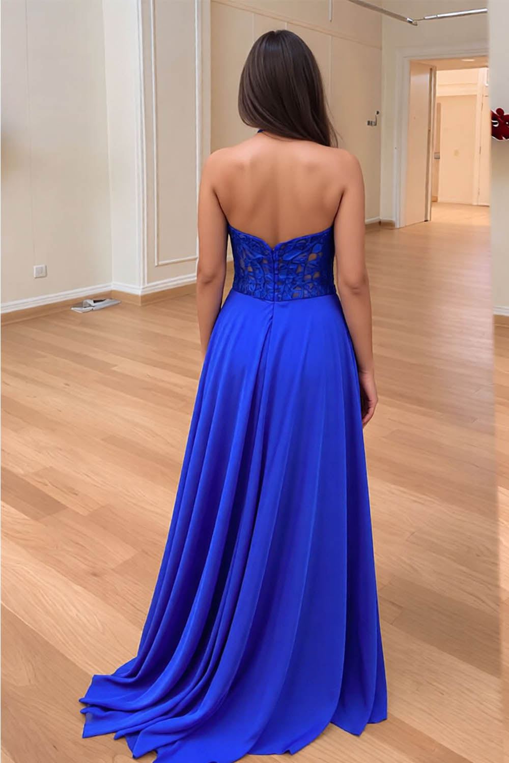 Royal Blue Strapless Prom Dress