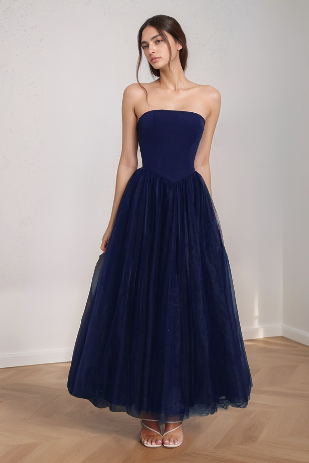Strapless Tulle Prom Party Dress