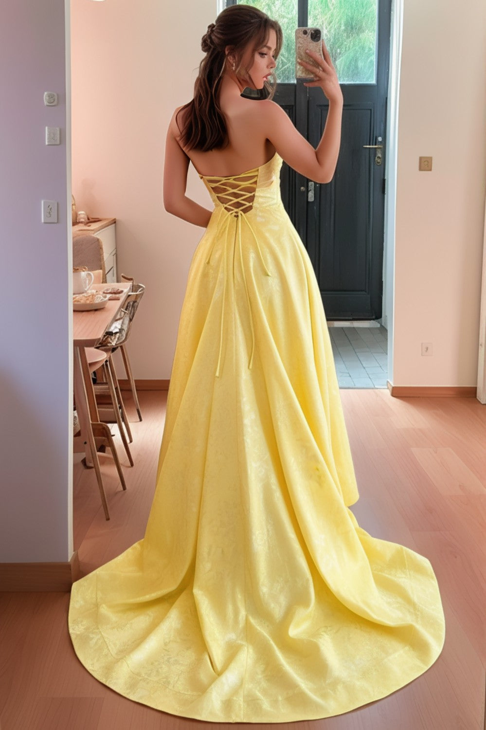 Sweetheart Keyholes Long Prom Dress