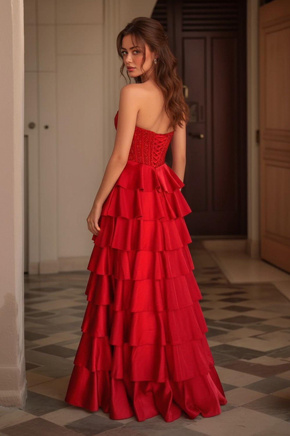 Sexy Satin A line Long Prom Dress With Side Slit