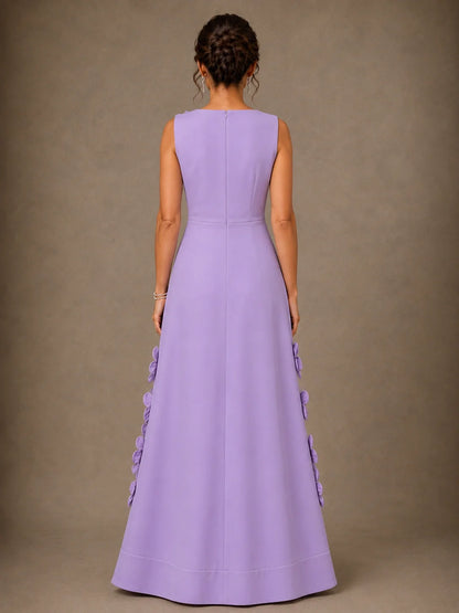 3D Floral Applique A-Line Mother of the Bride Dress