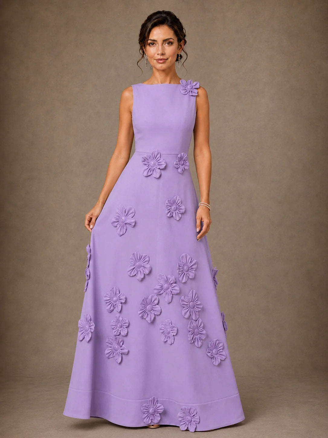 3D Floral Applique A-Line Mother of the Bride Dress