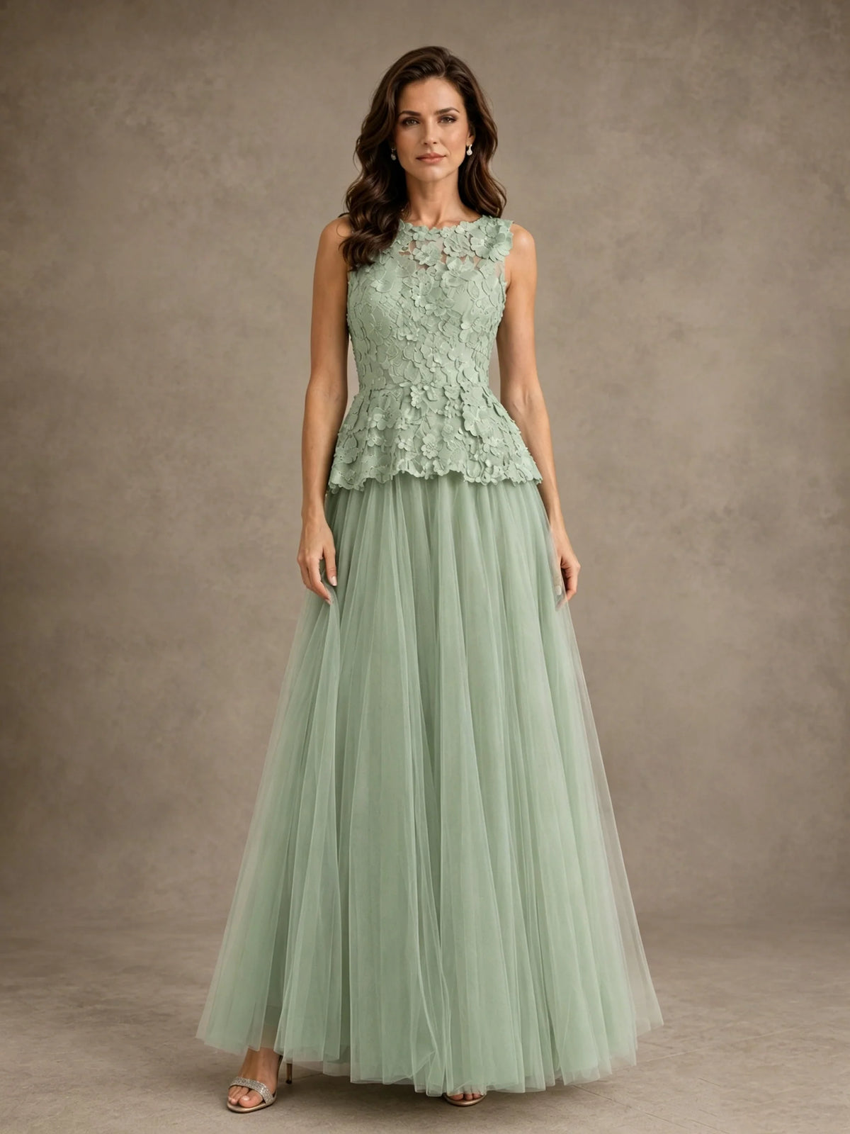 A-Line Chiffon Mother of the Bride Dress with Lace Appliques