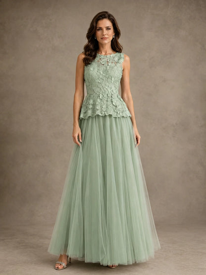 A-Line Chiffon Mother of the Bride Dress with Lace Appliques