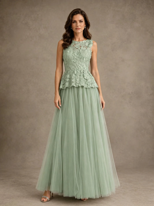 A-Line Chiffon Mother of the Bride Dress with Lace Appliques