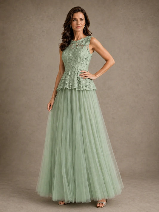 A-Line Chiffon Mother of the Bride Dress with Lace Appliques