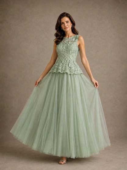 A-Line Chiffon Mother of the Bride Dress with Lace Appliques