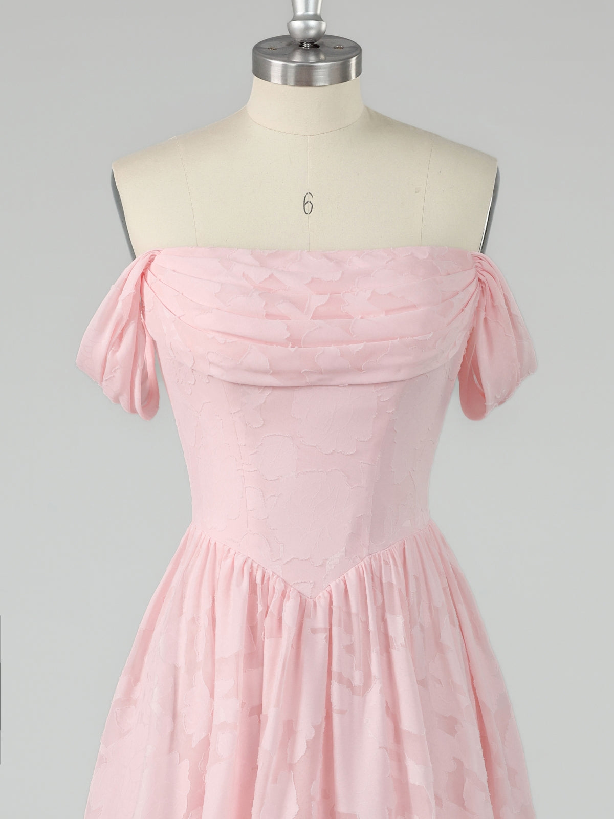 Blush Pink Off Shoulder Jacquard Maxi Dress
