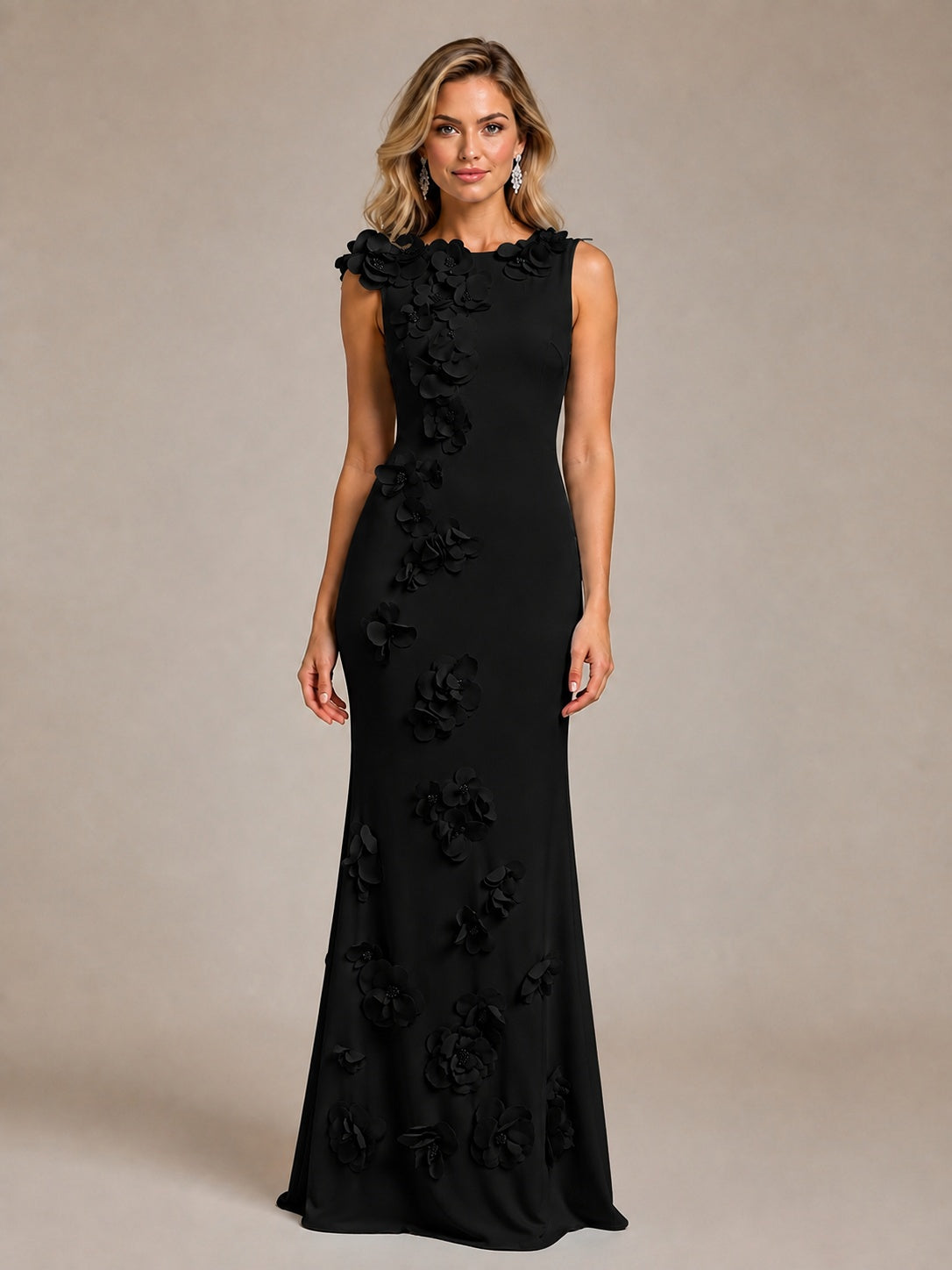 3D Floral Applique Mermaid Evening Gown for Wedding Guest