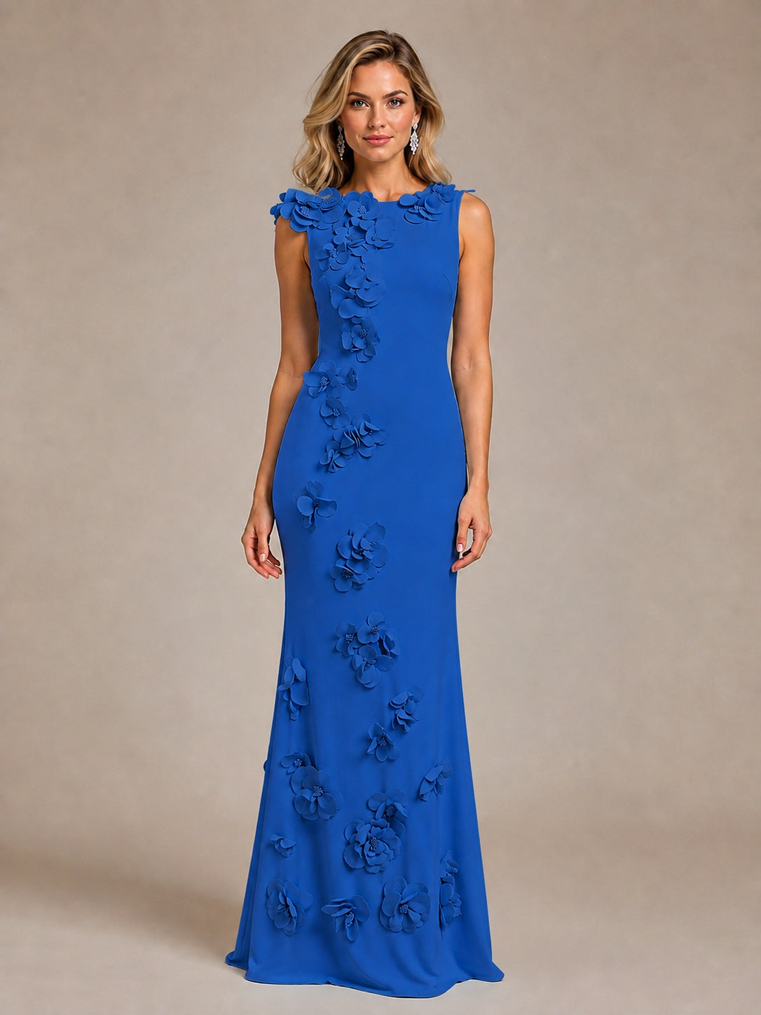 3D Floral Applique Mermaid Evening Gown for Wedding Guest