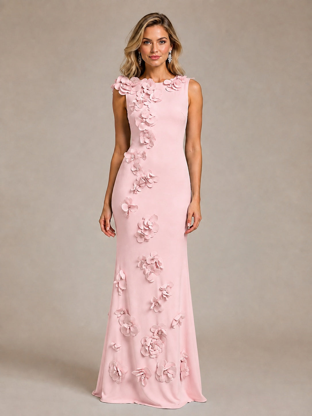 3D Floral Applique Mermaid Evening Gown for Wedding Guest