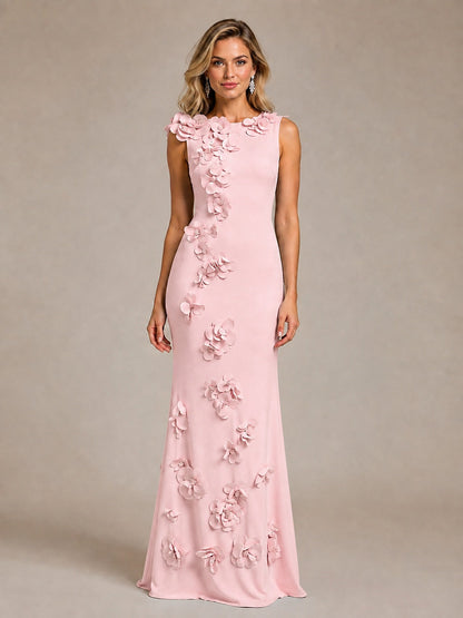 3D Floral Applique Mermaid Evening Gown for Wedding Guest
