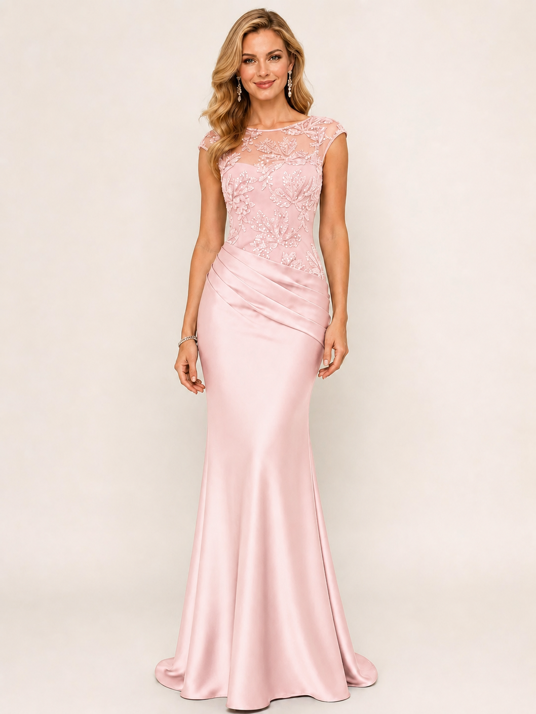 Green Beaded Lace Mother of the Bride Dress