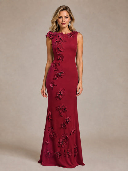 3D Floral Applique Mermaid Evening Gown for Wedding Guest