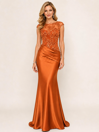 Green Beaded Lace Mother of the Bride Dress