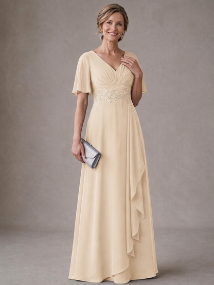 V-Neck Chiffon Lace Mother of the Bride Dresses