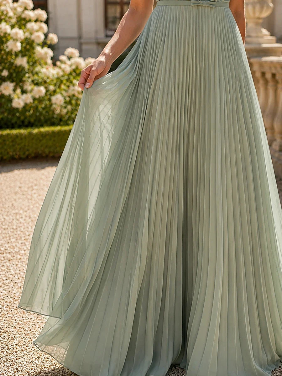 One Shoulder Pleated Chiffon A-Line Floor-Length Bridesmaid Dress