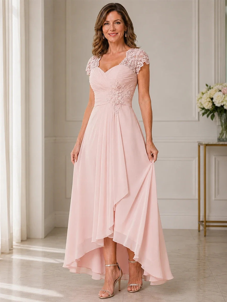 Chiffon Mother of the Bride & Groom Dress with Applique and Sequins