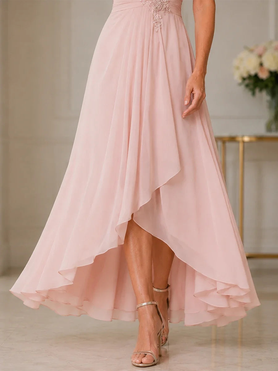 Chiffon Mother of the Bride & Groom Dress with Applique and Sequins