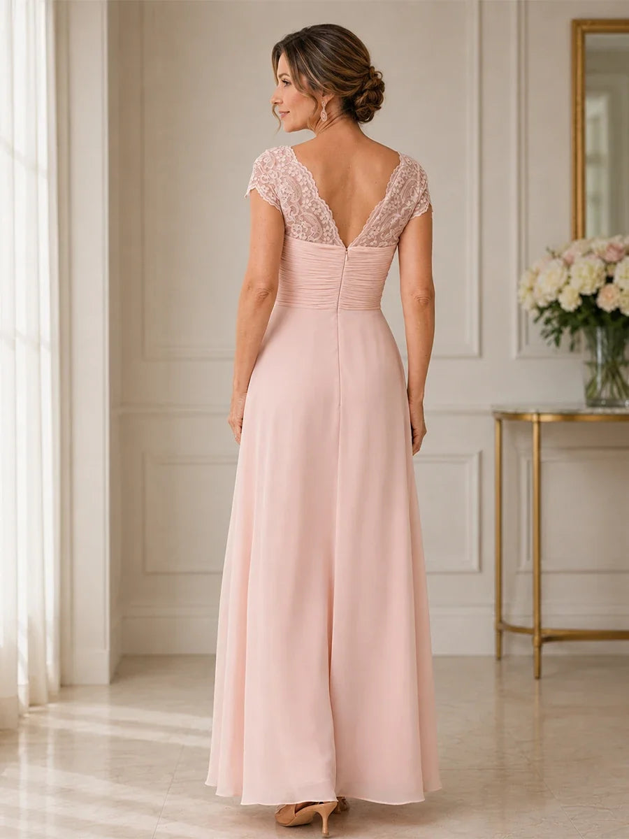 Chiffon Mother of the Bride & Groom Dress with Applique and Sequins