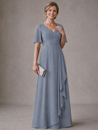 V-Neck Chiffon Lace Mother of the Bride Dresses