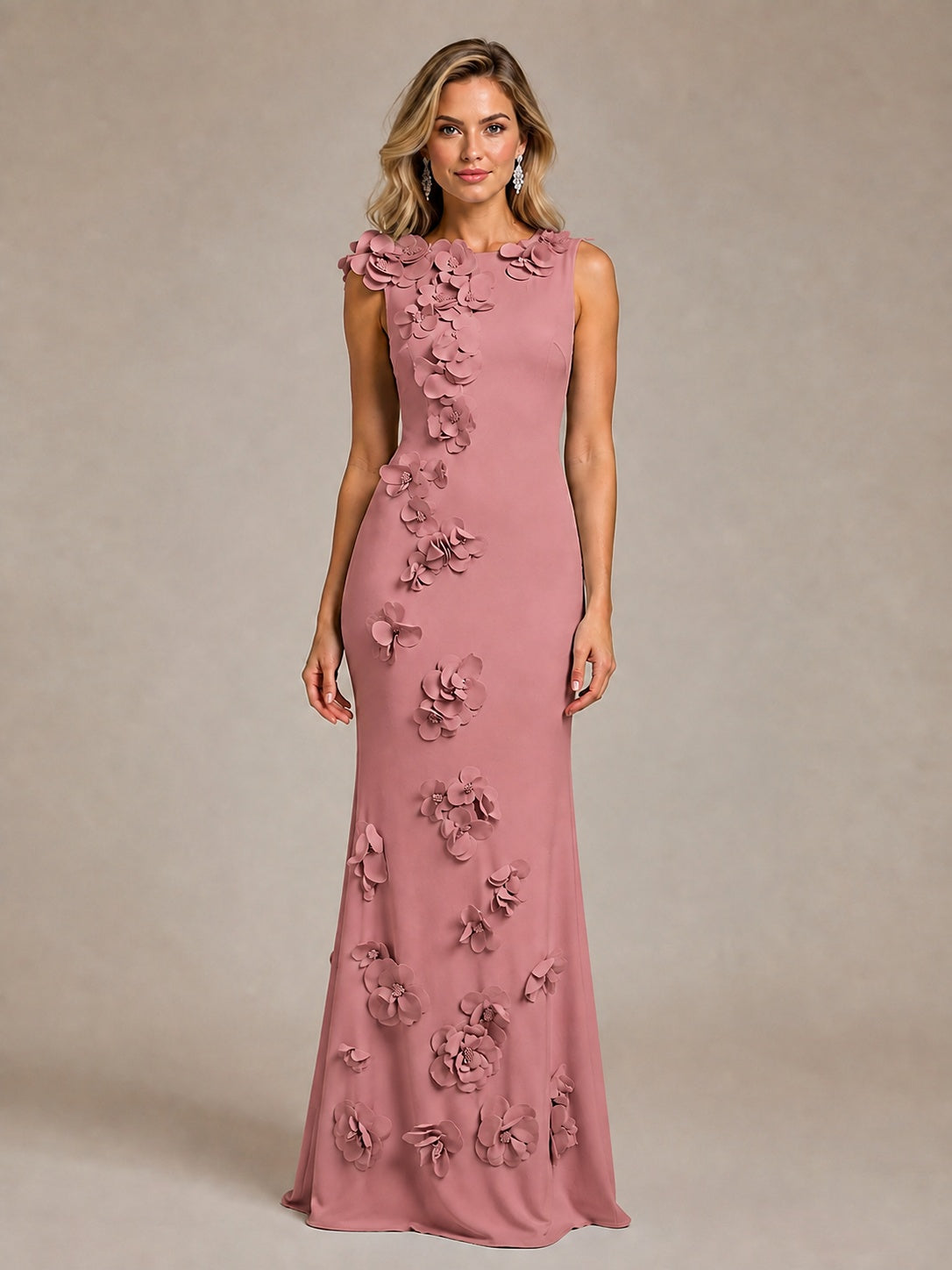 3D Floral Applique Mermaid Evening Gown for Wedding Guest