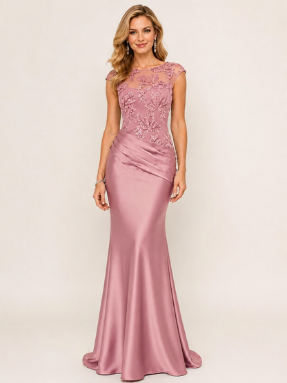 Green Beaded Lace Mother of the Bride Dress
