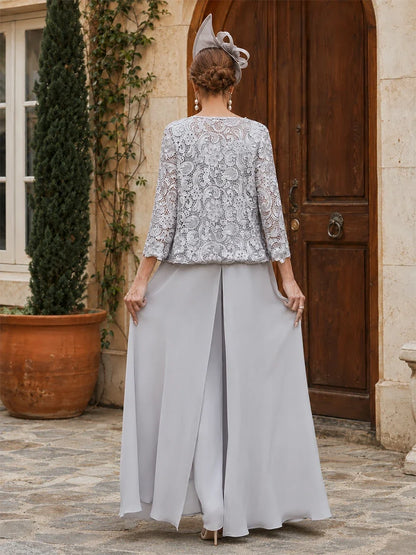 Elegant 3-Piece Chiffon Mother of the Bride Pantsuit with Floral Applique Jacket