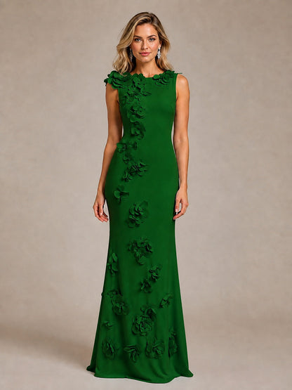 3D Floral Applique Mermaid Evening Gown for Wedding Guest