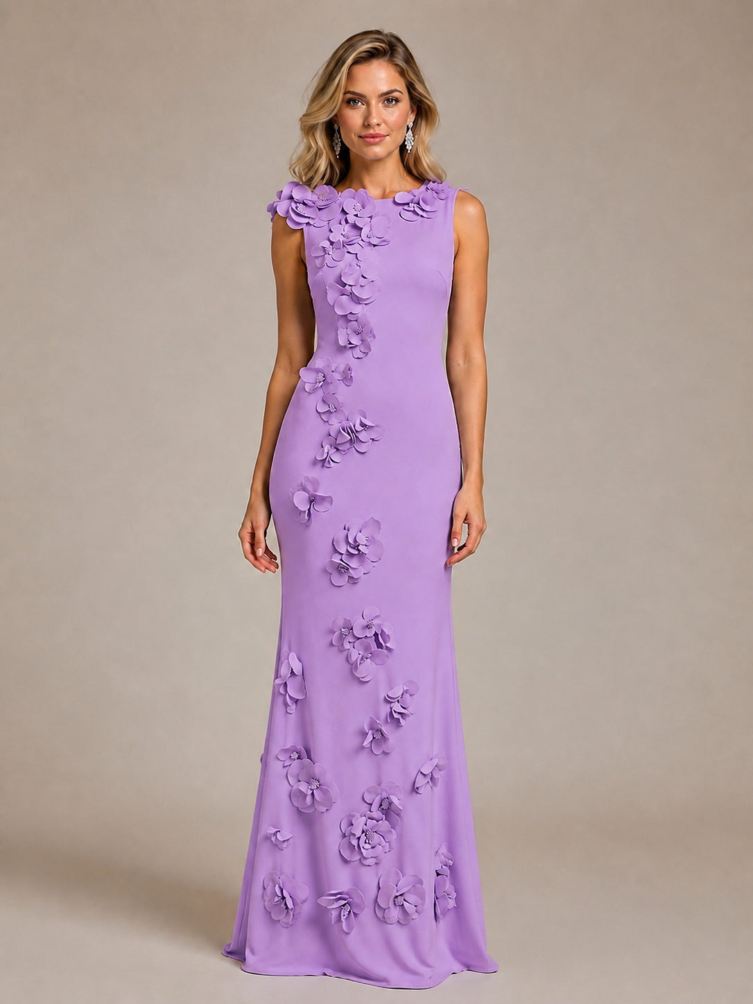 3D Floral Applique Mermaid Evening Gown for Wedding Guest