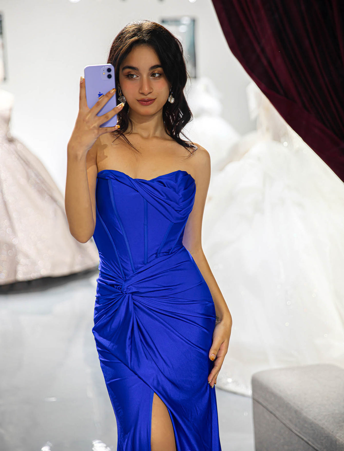 Royal Blue Corset Bodice Fitted Prom Dress