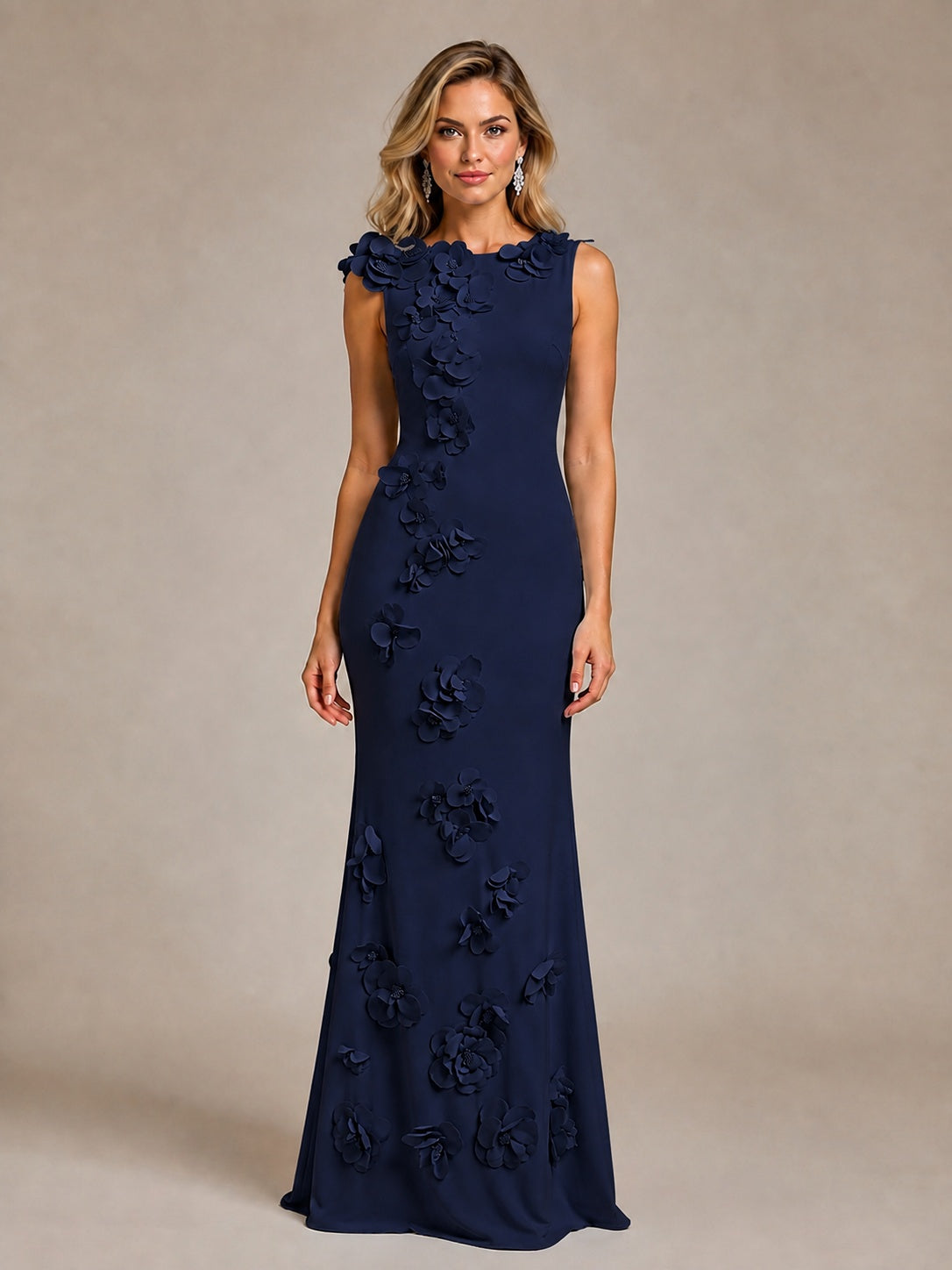 3D Floral Applique Mermaid Evening Gown for Wedding Guest