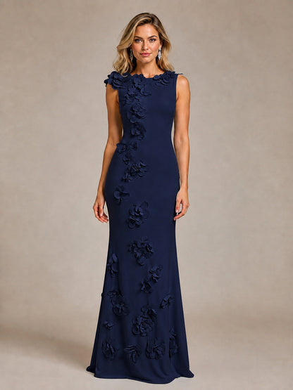 3D Floral Applique Mermaid Evening Gown for Wedding Guest