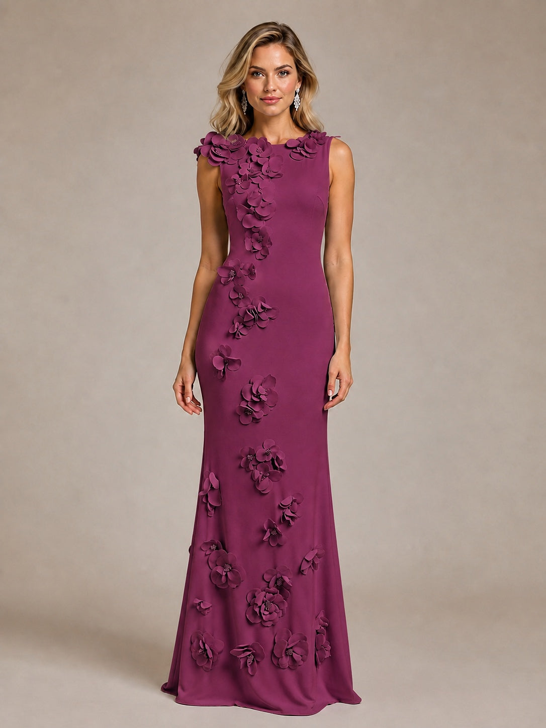 3D Floral Applique Mermaid Evening Gown for Wedding Guest