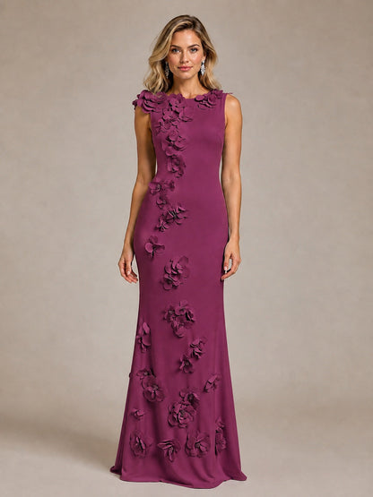 3D Floral Applique Mermaid Evening Gown for Wedding Guest