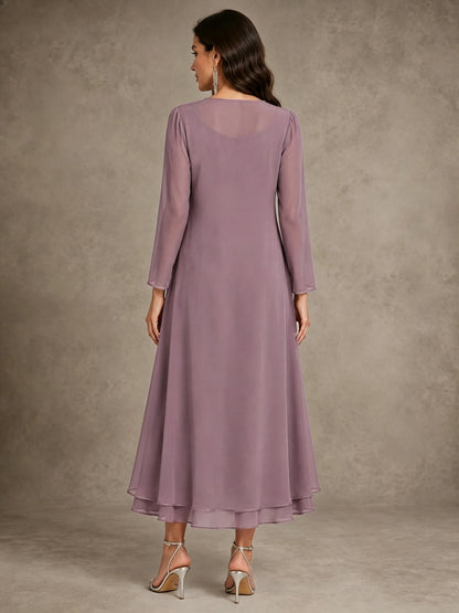 Sequin Chiffon Mother of the Bride Dress with Jacket