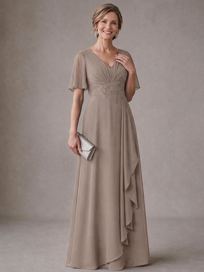 V-Neck Chiffon Lace Mother of the Bride Dresses