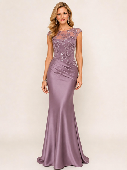 Green Beaded Lace Mother of the Bride Dress