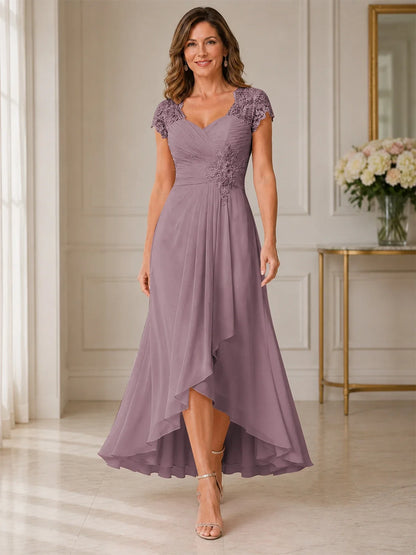 Chiffon Mother of the Bride & Groom Dress with Applique and Sequins