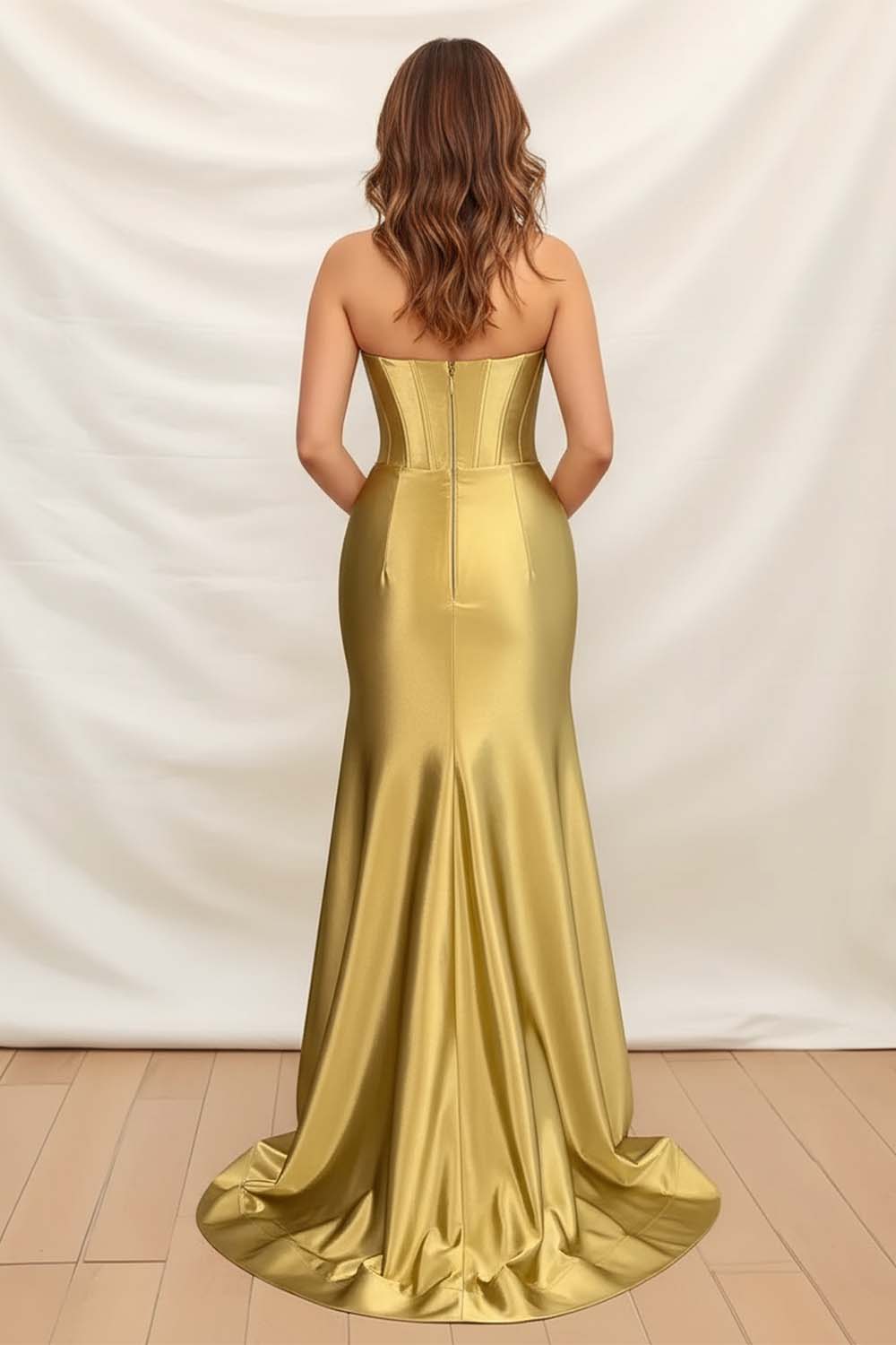 Gold Sweetheart Metallic Prom Dresses