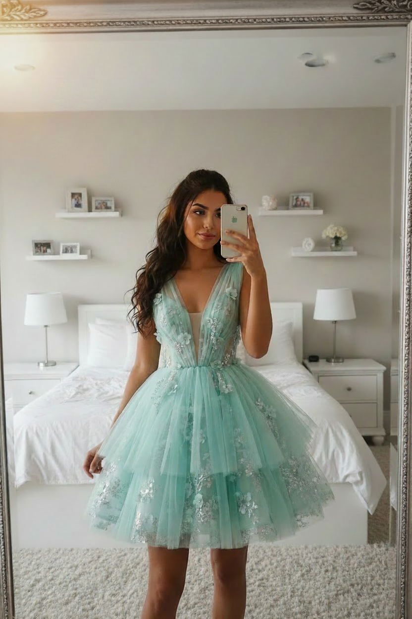 Mint Green Dress - Front Clean Lighting