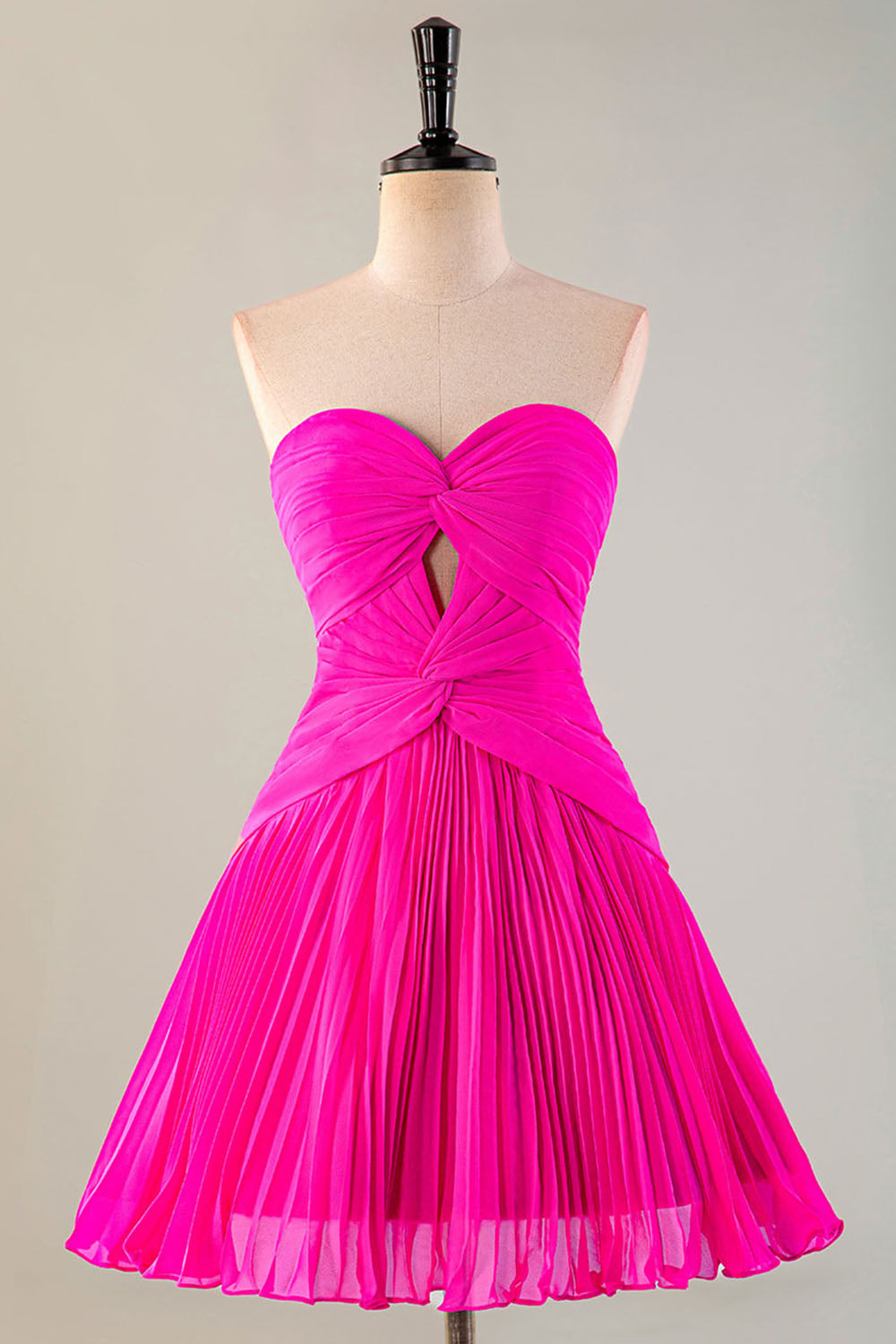 Pleated Strapless Homecoming Dress with Keyhole