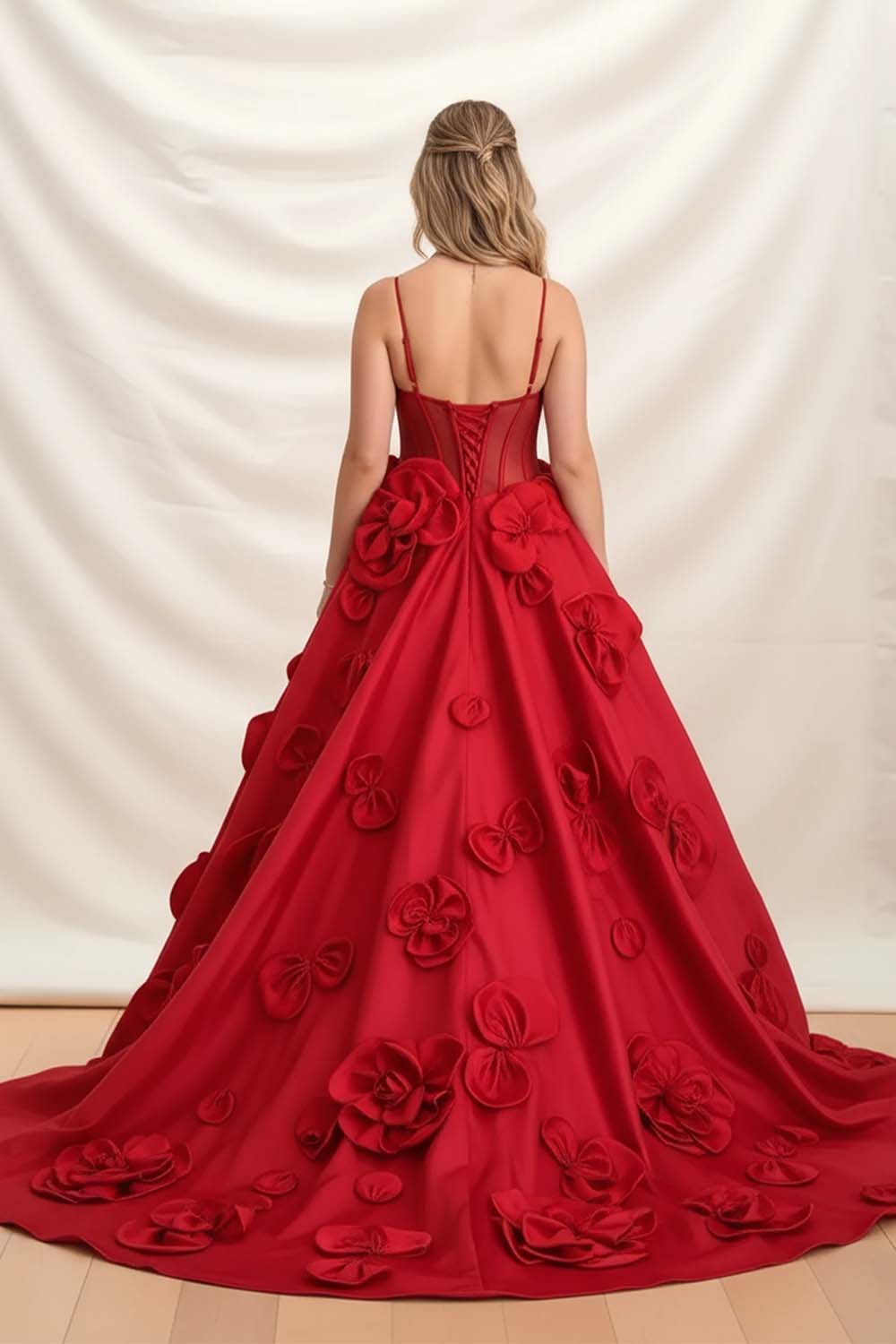 Red Prom Dress with Flowers