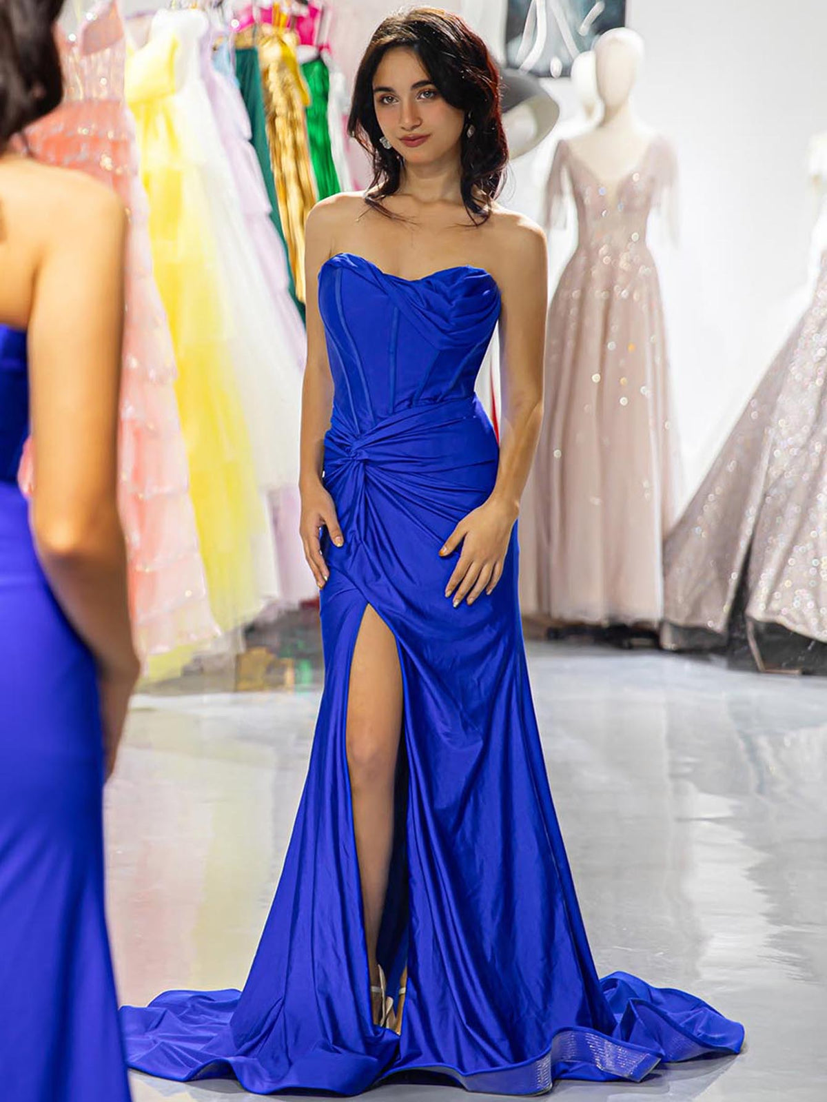 Royal Blue Corset Bodice Fitted Prom Dress