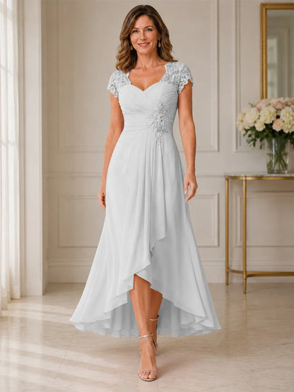 Chiffon Mother of the Bride & Groom Dress with Applique and Sequins